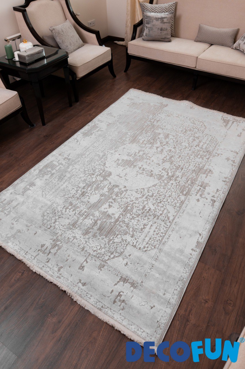 فرش ماشینی دکوفان مدل اکسیر M56 Silver Gray